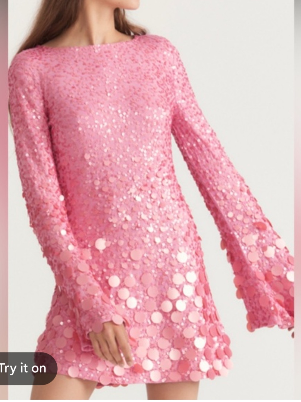 RARE LoveShackFancy Lightning bell-sleeve sequined mini dress - Picture 4 of 10